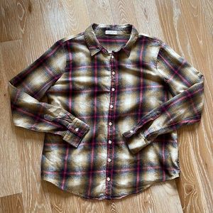 CP Shades Red & Yellow Plaid Flannel Button Up Shirt Sz L